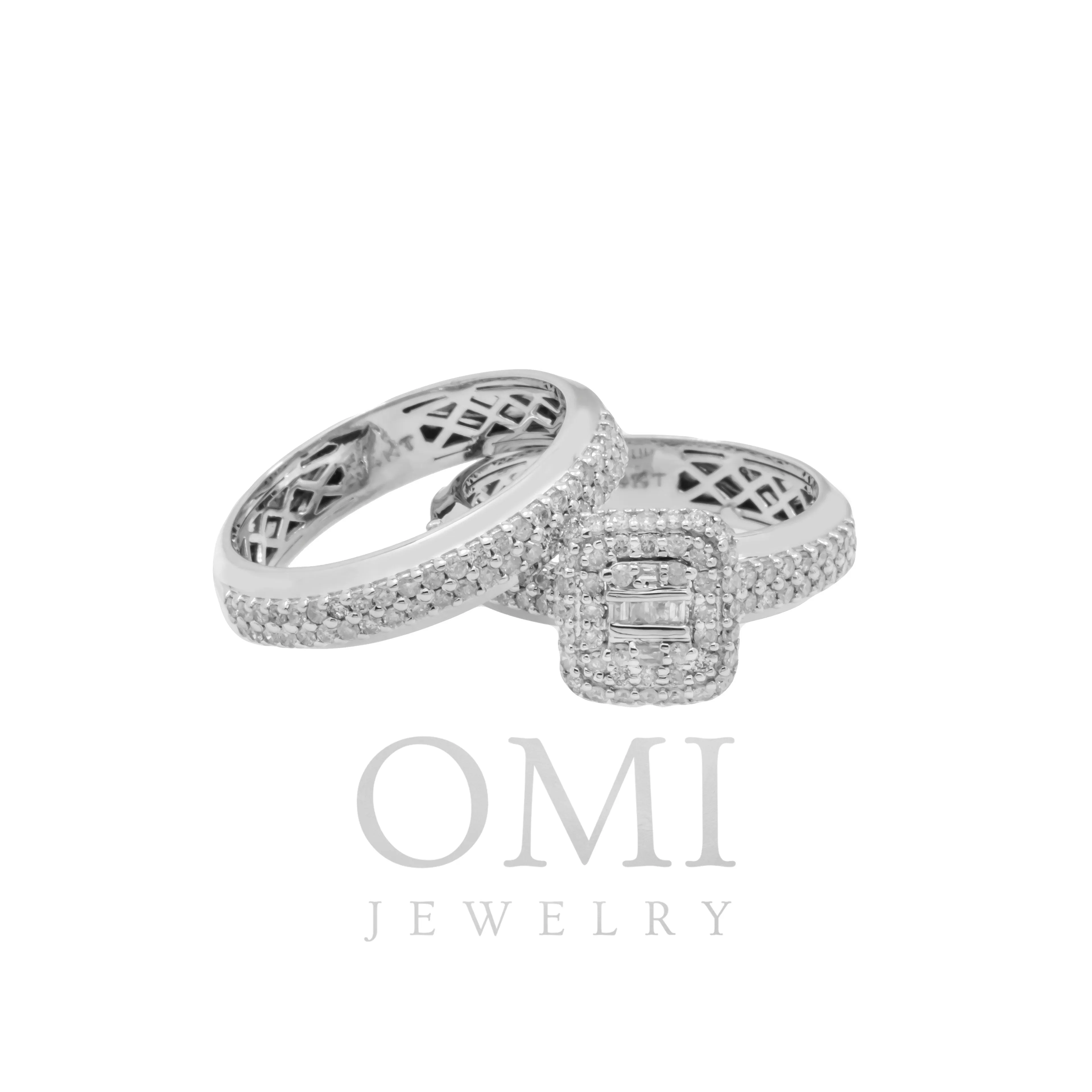 14K GOLD ROUND DIAMOND CLUSTER BRIDAL SET 1.02 CTW