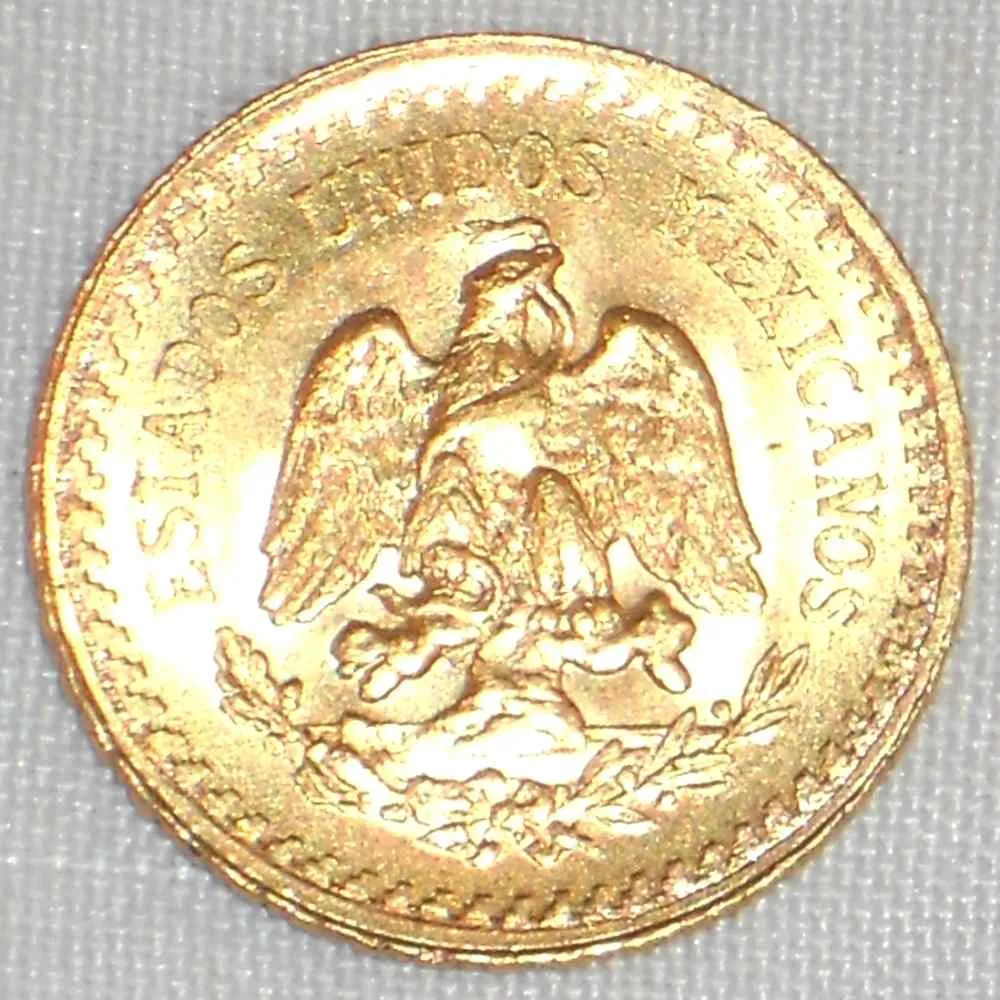 1945 Lustrous Mexico Gold Coin Two and Half Pesos Miguel Hidalgo Mexico Arms AU 
