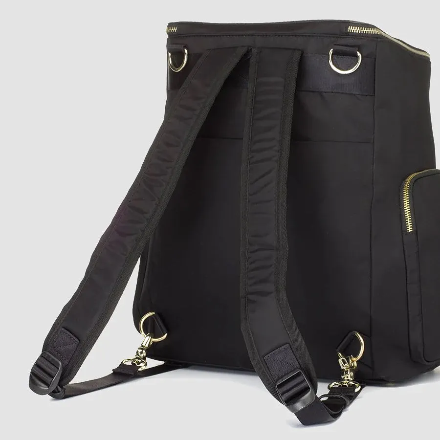 Alyssa Leather Diaper Bag - Black & Gold