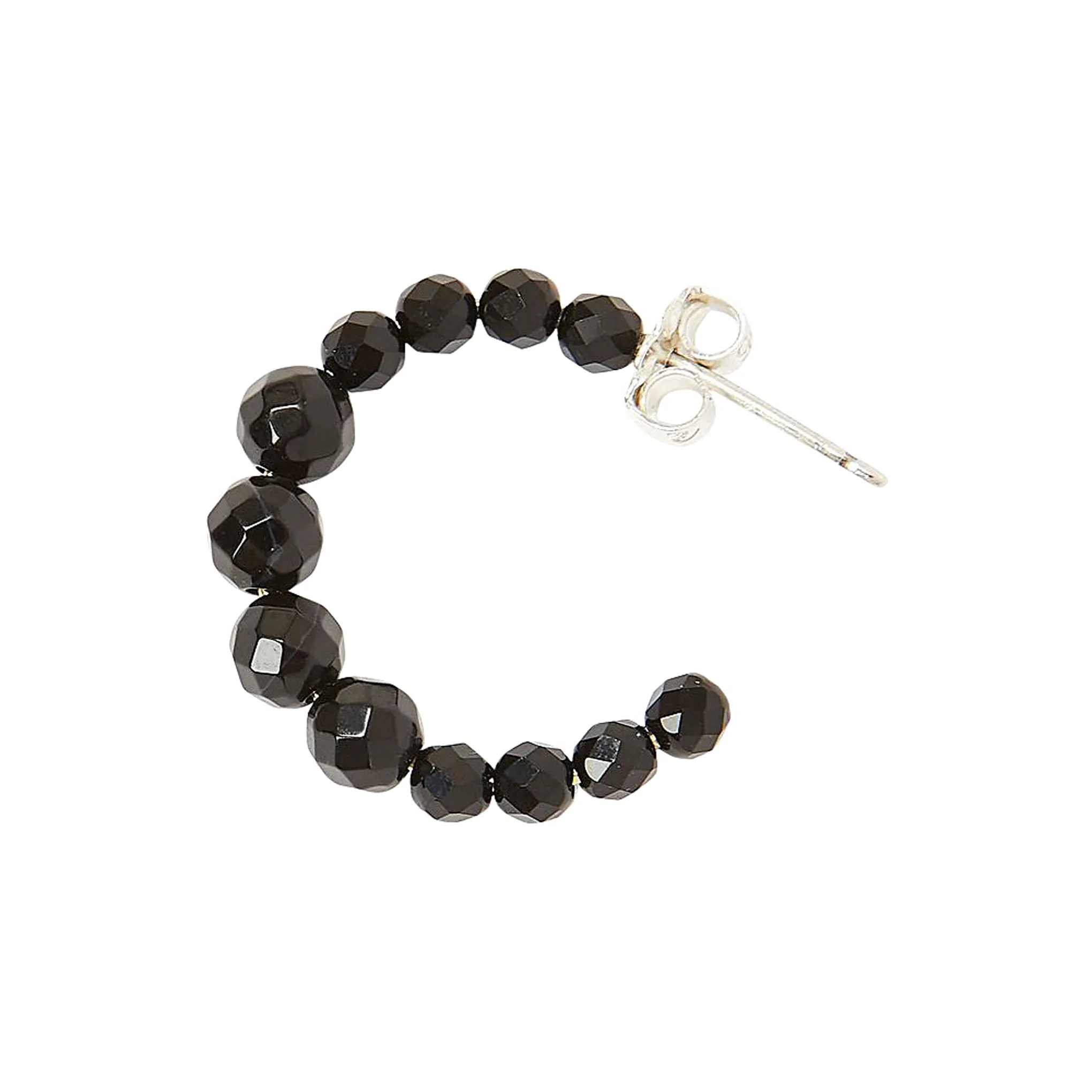 Chan Luu Graduated Stone Small Hoop Earrings in Onyx and Silver