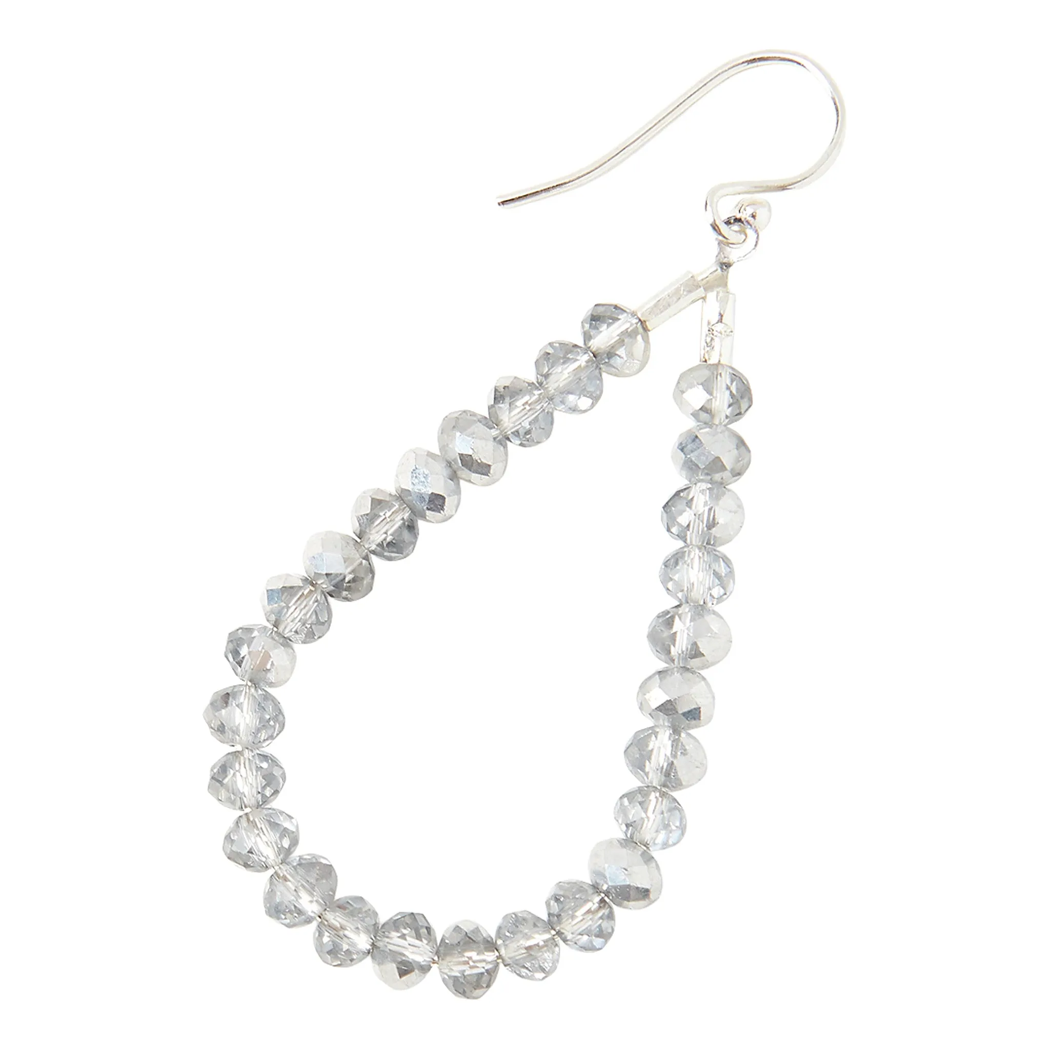 Chan Luu Silver Teardrop Dangle Earrings with Silver Crystals