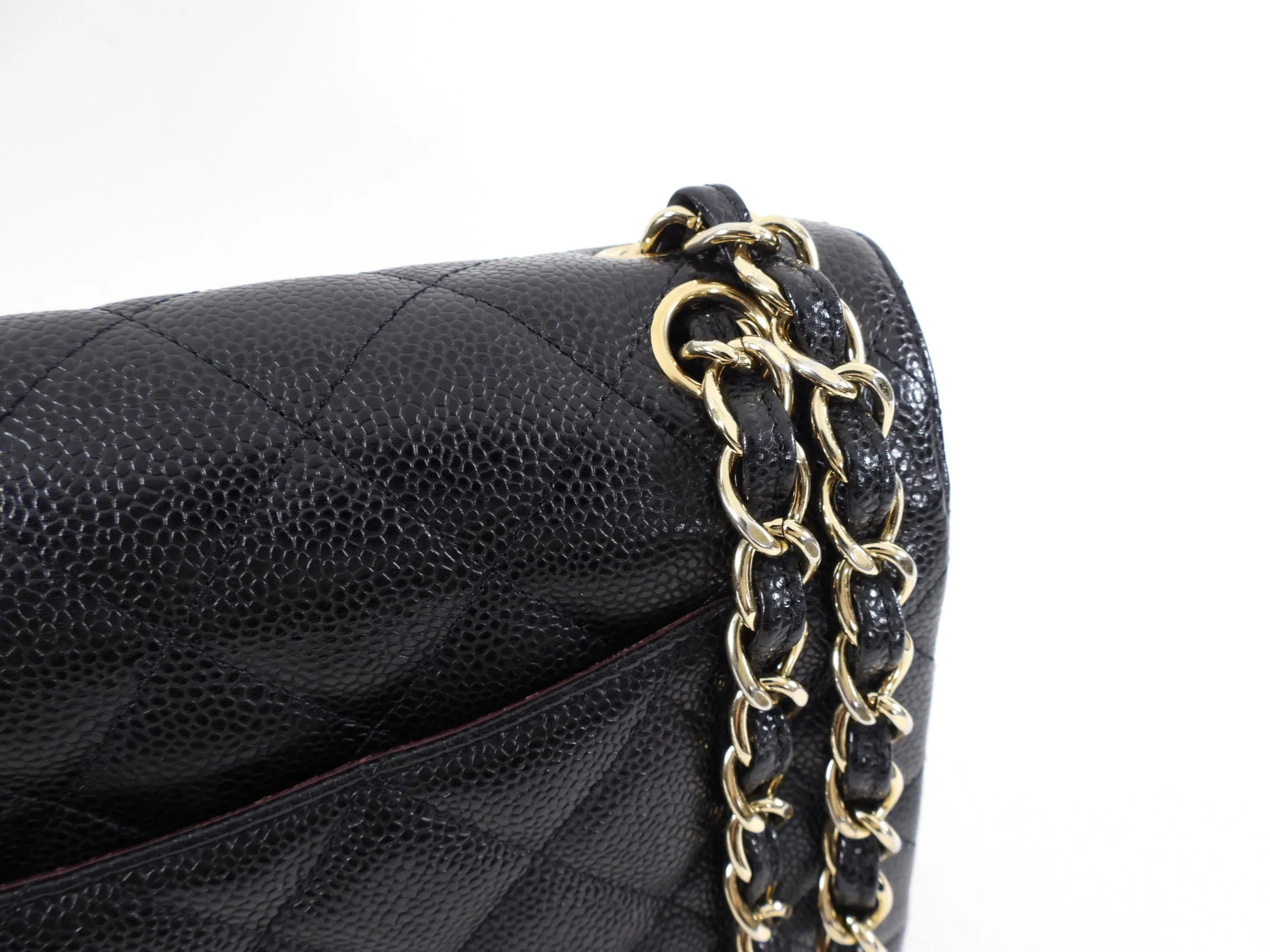 Chanel Black Caviar Jumbo Double Classic Flap Bag
