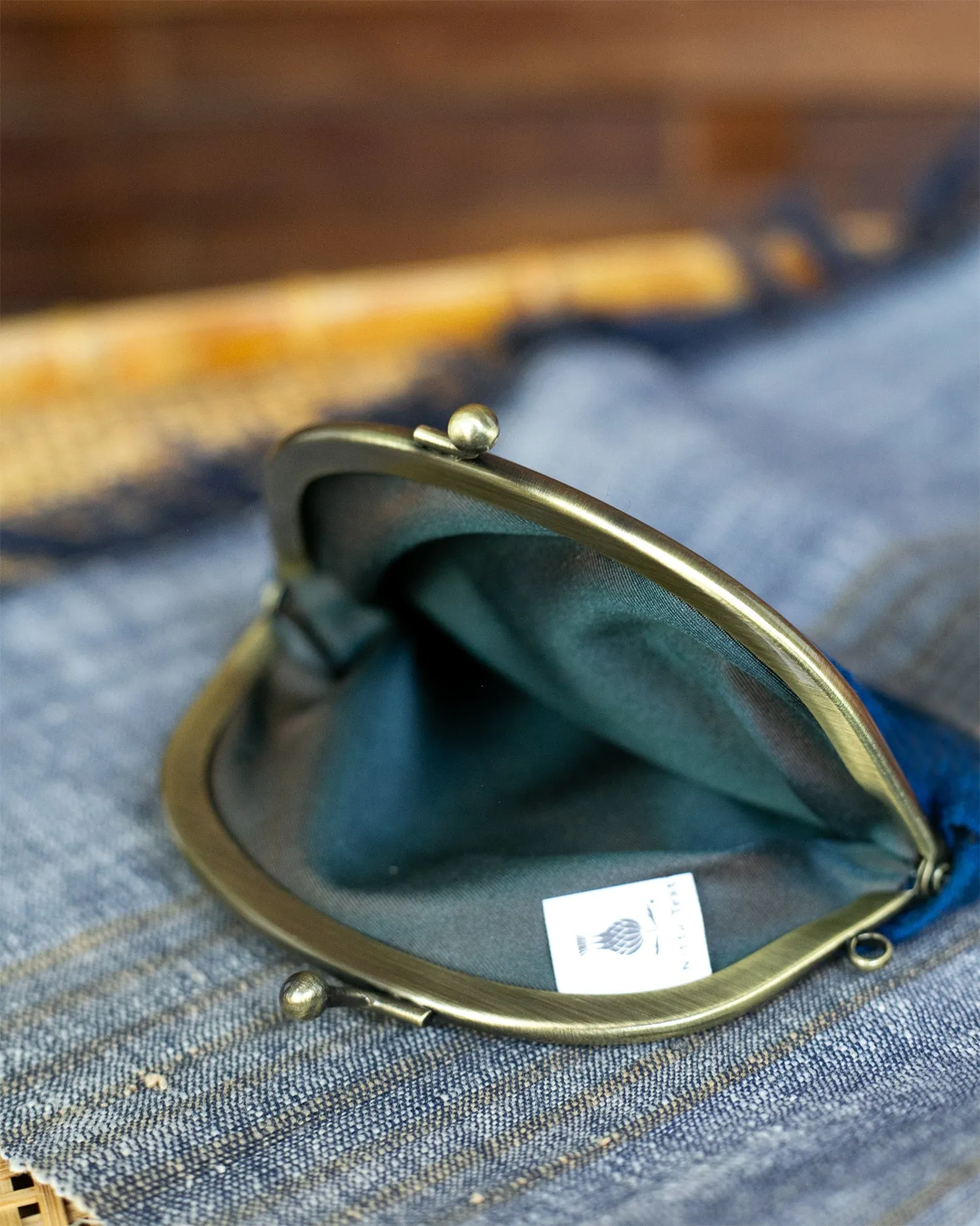 Coin Purse, Gamaguchi, Nitta Textile Arts Inc., Midnight Blue, Clasp Closure