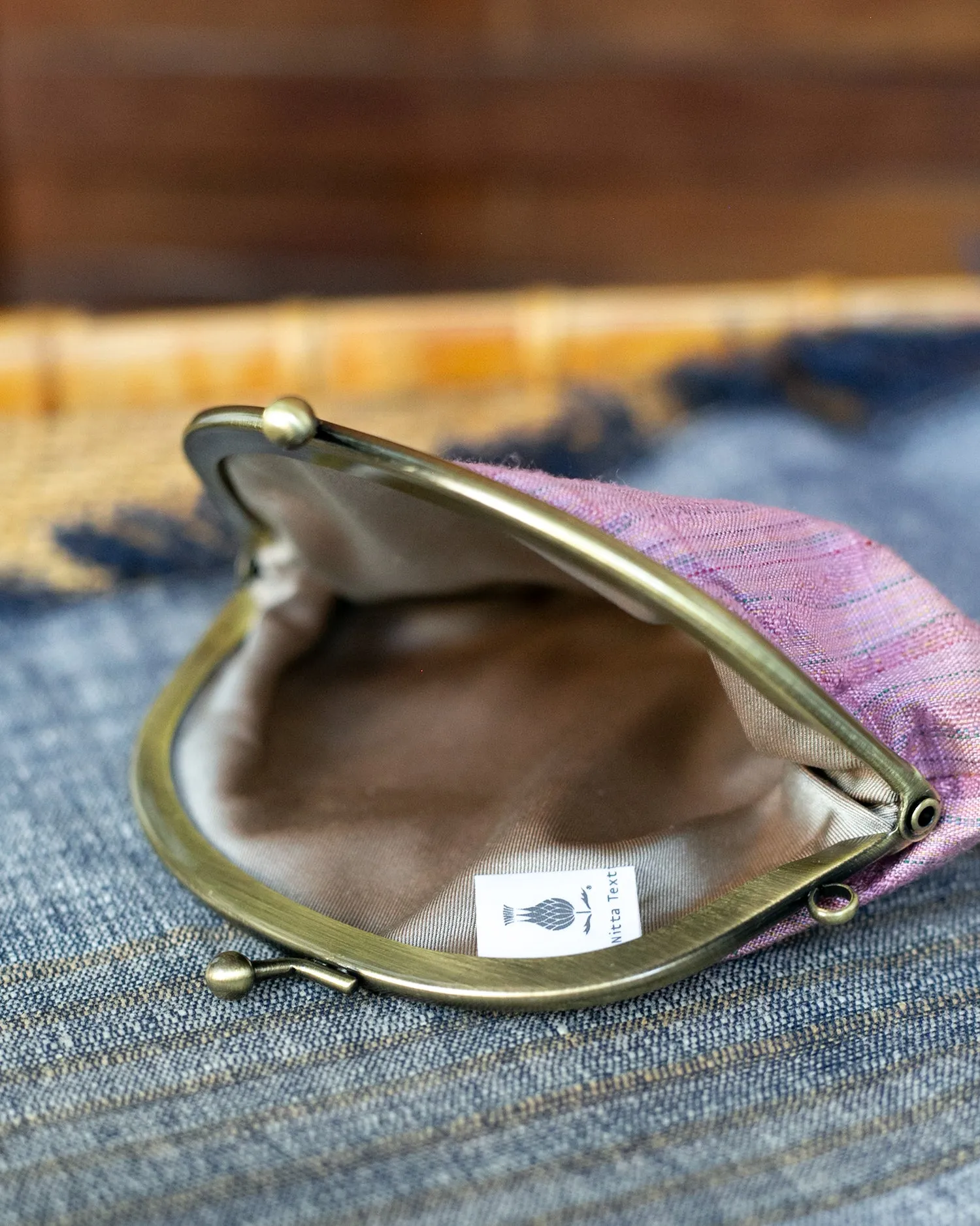 Coin Purse, Gamaguchi, Nitta Textile Arts Inc., Rose Pink, Clasp Closure