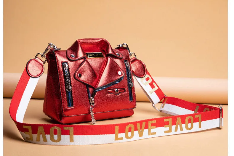 Cross body leather jacket small square bag AB2119