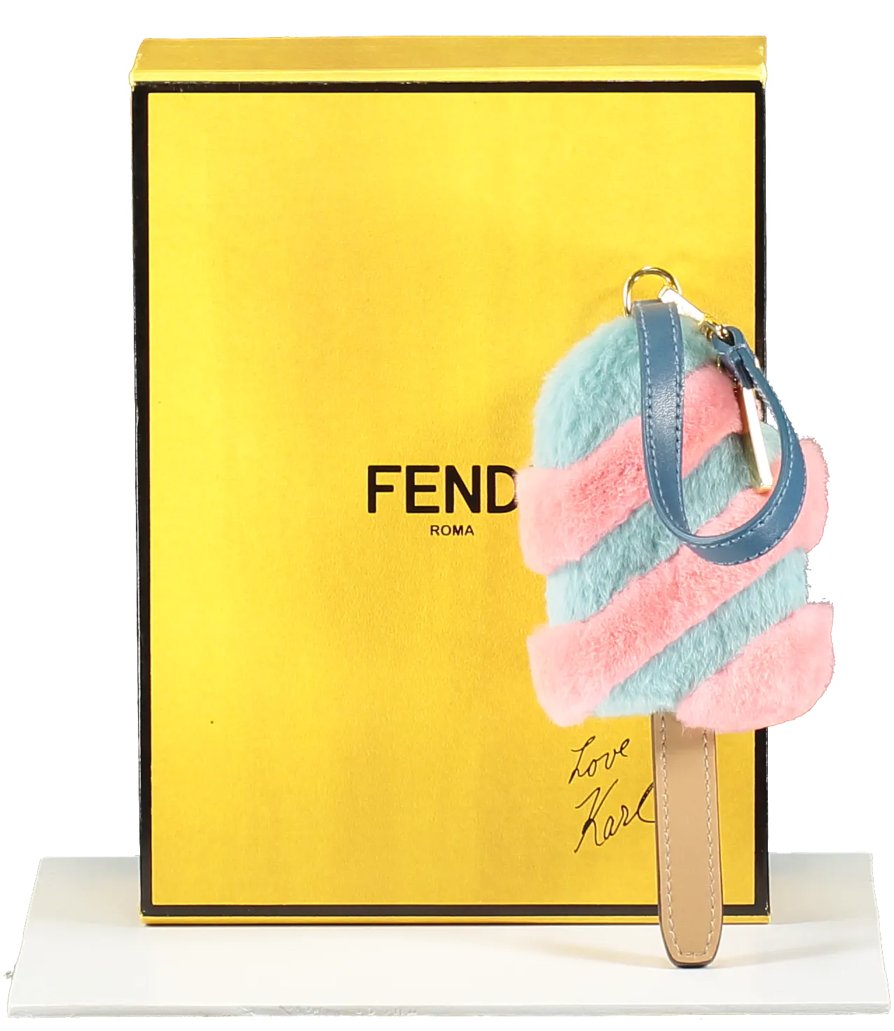 Fendi Pink / Blue Ice Cream Mink Fur Bag Charm In F141i Macar One Size