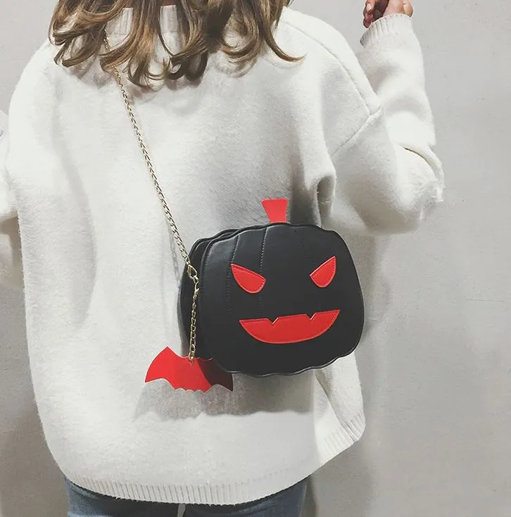 Jack O' Lantern Pumpkin Crossbody Bag w/ Chain