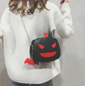 Jack O' Lantern Pumpkin Crossbody Bag w/ Chain