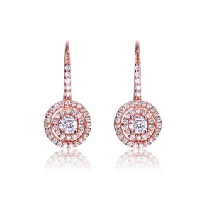 Marie Double Halo Rose Gold Earrings