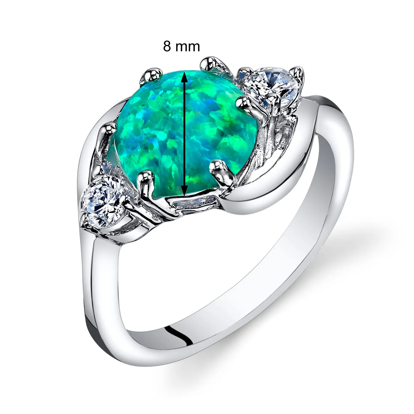 Opal Round Cut Sterling Silver Ring Size 5