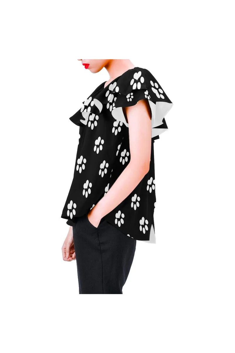 Pretty Paws Women's Off Shoulder Blouse with Ruffle