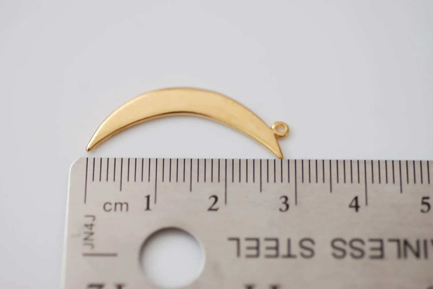 Shiny Vermeil Wholesale Gold Crescent Moon Charm- 18k gold plated over Sterling Silver, Gold Half moon charm pendant, Gold Tusk Charm, Gold Moon, 46