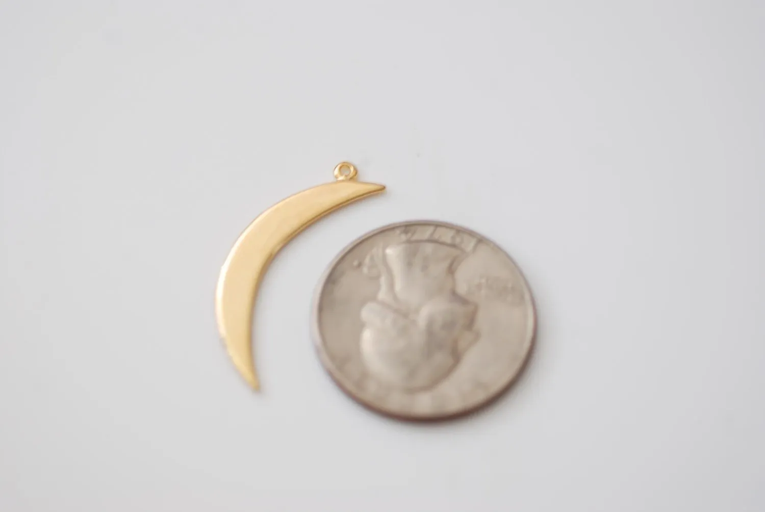 Shiny Vermeil Wholesale Gold Crescent Moon Charm- 18k gold plated over Sterling Silver, Gold Half moon charm pendant, Gold Tusk Charm, Gold Moon, 46