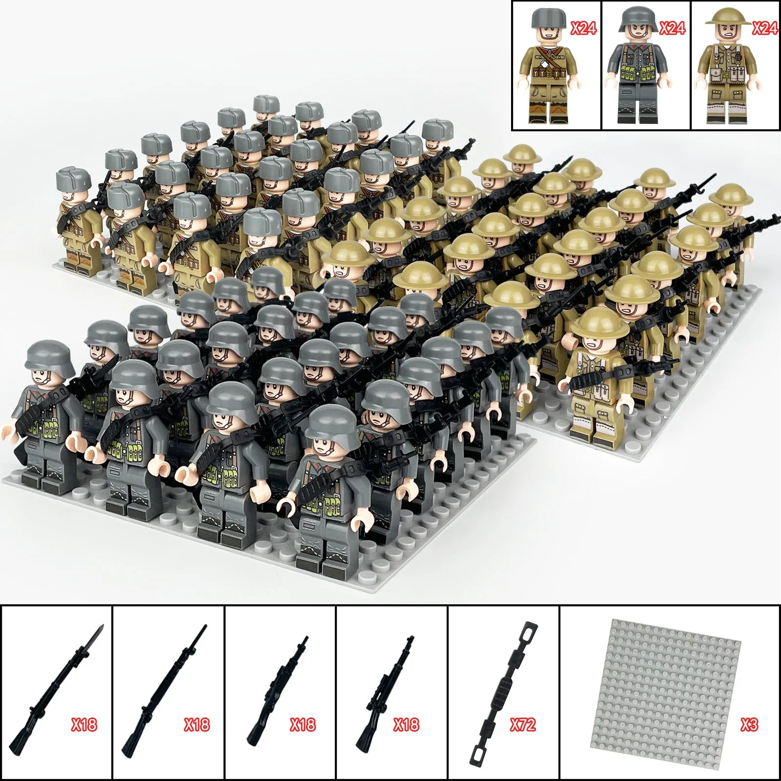 Square Array Doll B1 Package Weapon Small Particle Base Plate Assembling Minifigures Building Blocks Toy