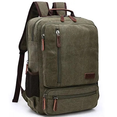 Vintage Canvas Zipper Student Backpack