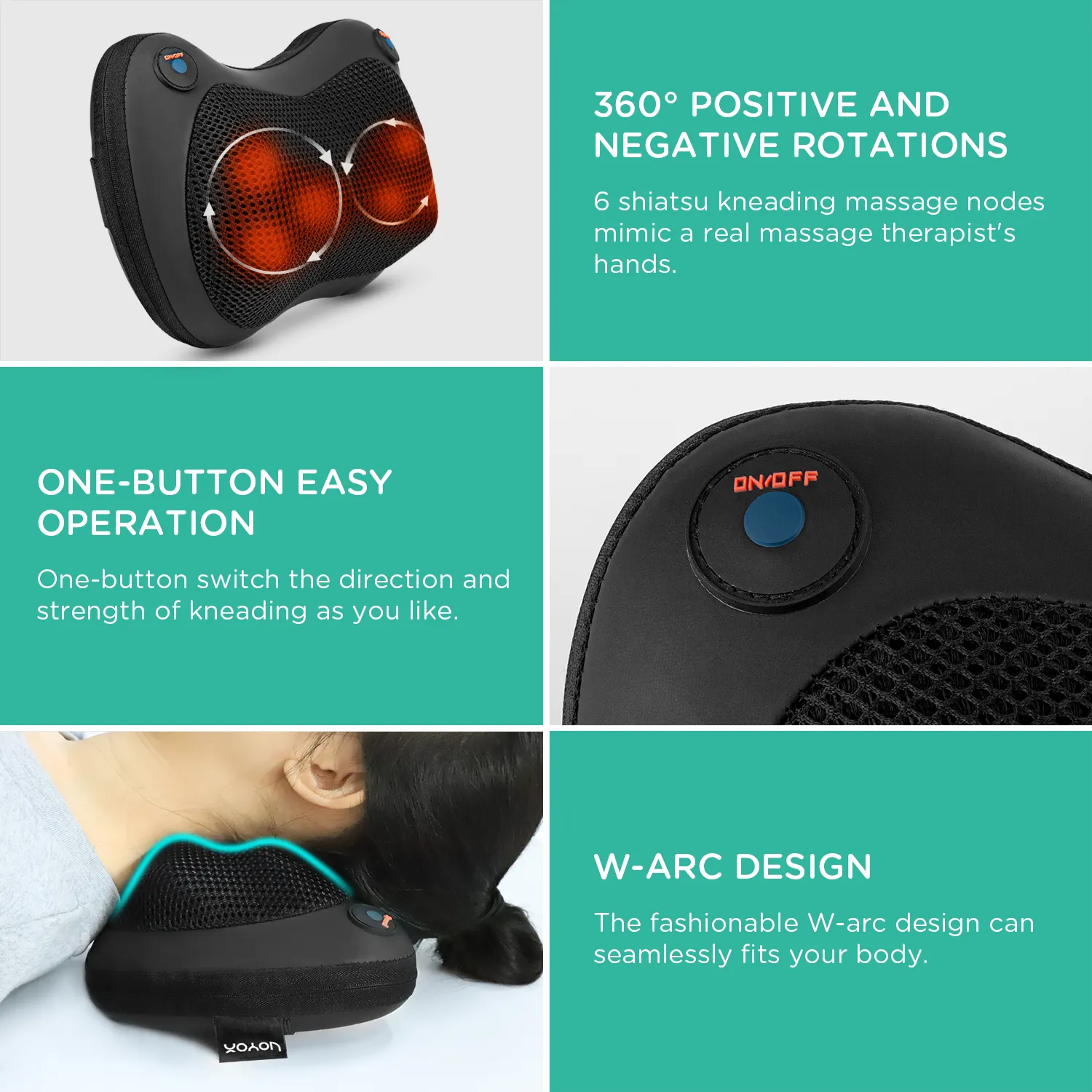 VOYOR Neck and Back Massage Pillow YZ100