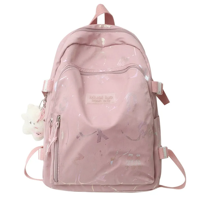 Wenkouban Female Cute Pink College Backpack Cool Women School Bag Girl Travel Book Laptop Backpack Fashion Ladies Trendy Color Student Bag