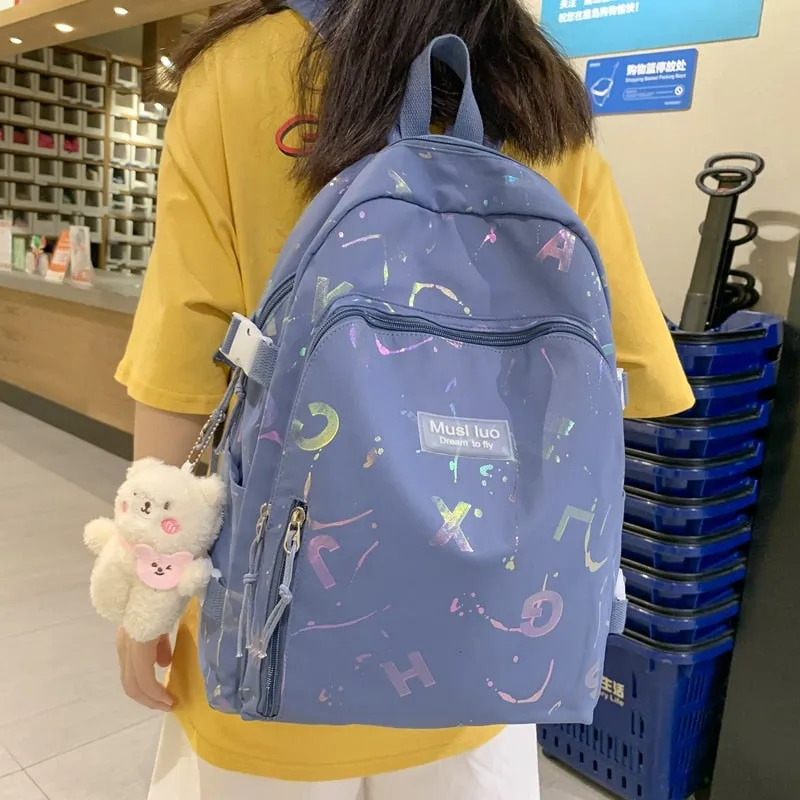 Wenkouban Female Cute Pink College Backpack Cool Women School Bag Girl Travel Book Laptop Backpack Fashion Ladies Trendy Color Student Bag
